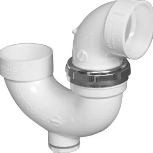 Charlotte Pipe 1-1/2 in. Hub X 1-1/2 in. D Hub PVC P-Trap with Clean Out 1 pk