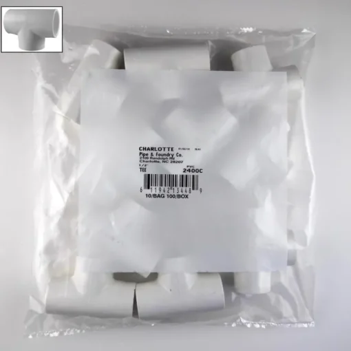 Charlotte Pipe Schedule 40 1/2 in. Slip X 1/2 in. D Slip PVC Tee 10 pk