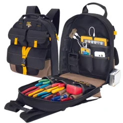 CLC 10.5 in. W X 18.25 in. H Ballistic Polyester Backpack Tool Bag 36 pocket Black/Tan 1 pc