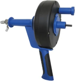 Cobra Blue and Black Plastic Pistol Grip Power Drum Auger with 1/4 in. High Carbon Spring Wire