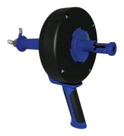 Cobra Blue and Black Plastic Pistol Grip Power Drum Auger with 1/4 in. High Carbon Spring Wire