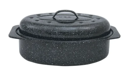Columbian Home Graniteware Ceramic Over Steel Covered Roaster 7 Black (Pack of 6)