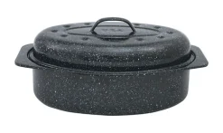 Columbian Home Graniteware Ceramic Over Steel Covered Roaster 7 Black (Pack of 6)