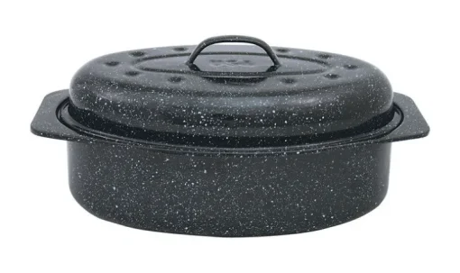 Columbian Home Graniteware Ceramic Over Steel Covered Roaster 7 Black (Pack of 6)