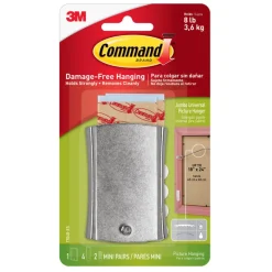 Command Silver Picture Hanger 8 lb. (Pack of 4)