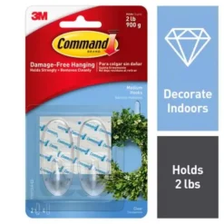 Command Strips 17091CLR Medium Clear Commandâ„¢ Hooks 2 Count