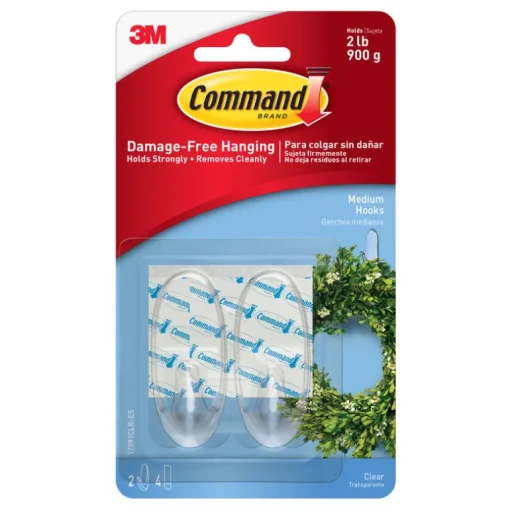 Command Strips 17091CLR Medium Clear Commandâ„¢ Hooks 2 Count