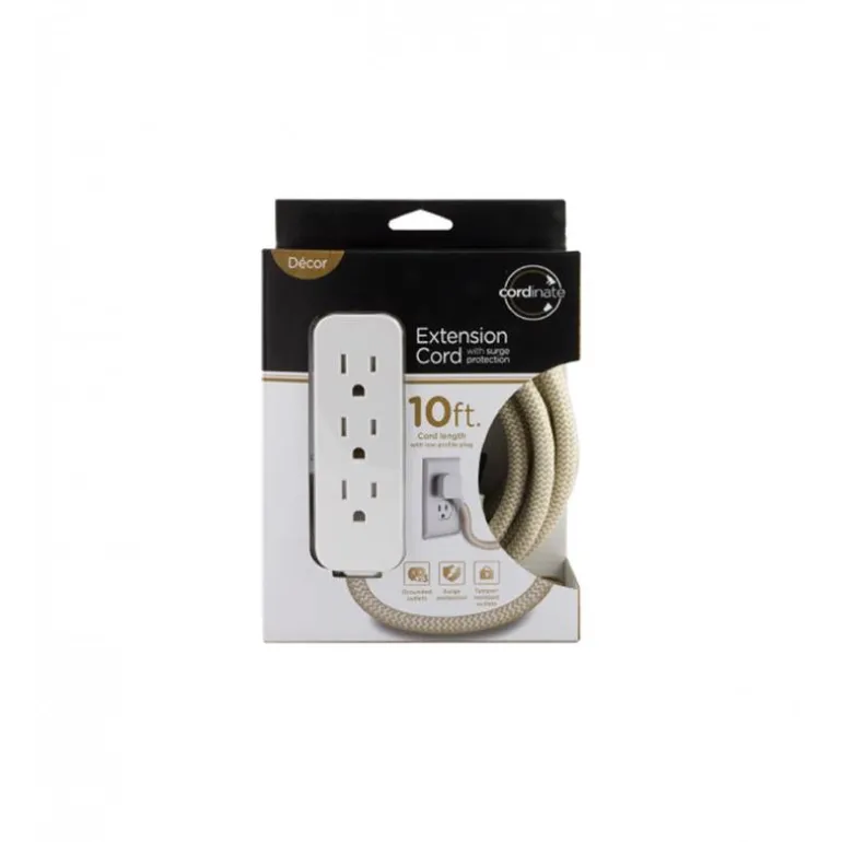 Cordinate Indoor 10 ft. L Tan/White Extension Cord 10/3