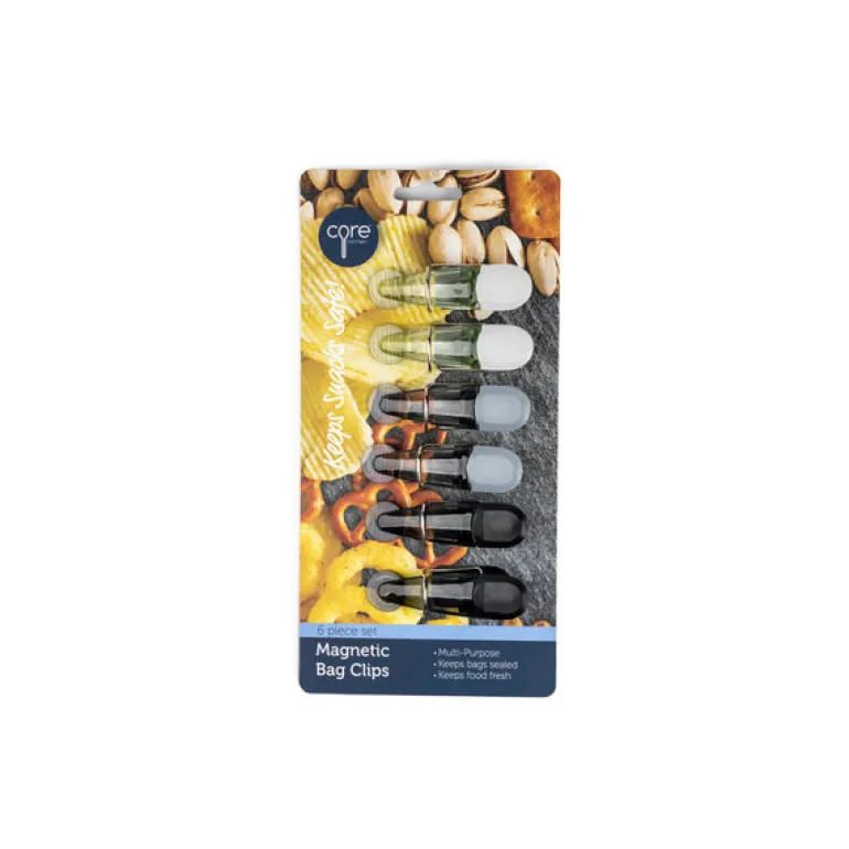 Core Kitchen Bag Clips 6 pk Black/Gray