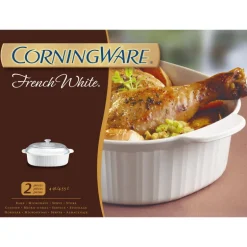 Corningware Ceramic Oblong Dish with Lid 4 qt. White (Pack of 2)