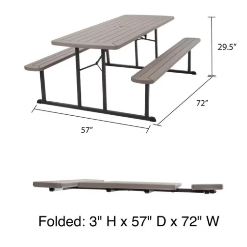 Cosco Plastic Brown 72 in. Rectangle Foldable Picnic Table