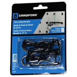 Crawford Zinc Plated Black/Silver Steel 0.5 in. Peg Hooks 8 pk