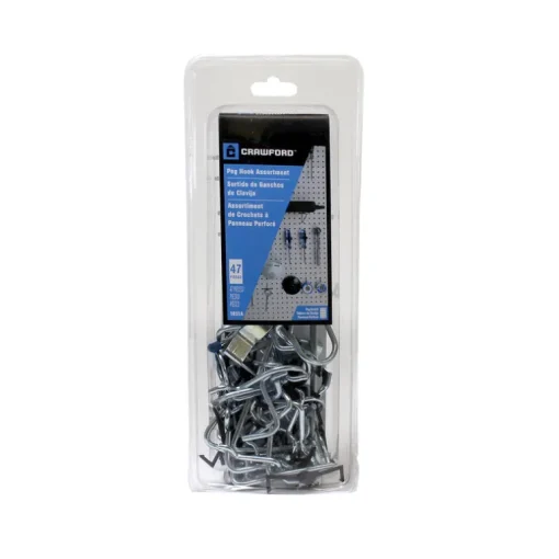 Crawford Zinc Plated Silver Steel Peg Hook Assortment 47 pk