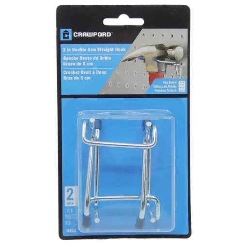 Crawford Zinc Plated Silver Steel 2 in. Peg Hooks 2 pk