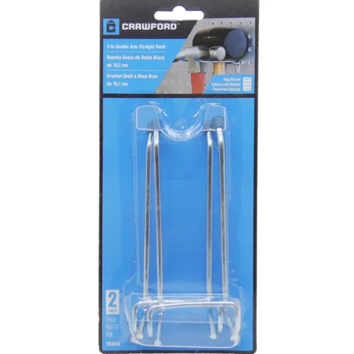 Crawford Zinc Plated Silver Steel 4 in. Peg Hooks 2 pk