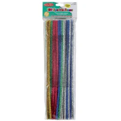 Creative Arts 65499 12 X 6mm Chenille Stems With Sparkles Assorted Colors 100 Count