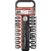 Crescent 10 Sizes X 3/8 in. drive Metric/SAE 6 Point Standard Socket Wrench Set 20 pc