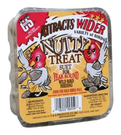 C&S Products Nutty Treat Assorted Species Wild Bird Food Beef Suet 11.75 oz. (Pack of 12)