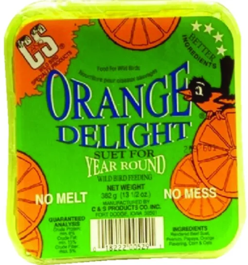 C&S Products Orange Delight Assorted Species Wild Bird Food Beef Suet 11.75 oz. (Pack of 12)