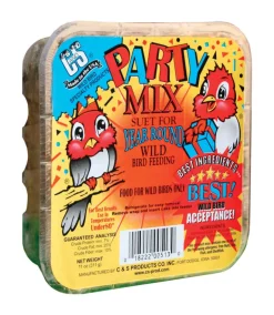 C&S Products Party Mix Assorted Species Wild Bird Food Beef Suet 11 oz. (Pack of 12)