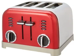 Cuisinart Stainless Steel Red 4 slot Toaster 7.4 in. H X 11.14 in. W X 10.67 in. D
