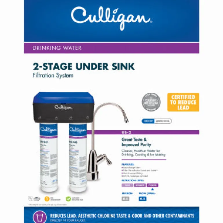 Culligan 2 Stage Under Sink Water Filtration System For Culligan