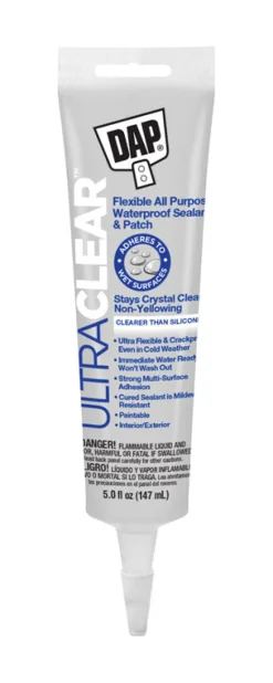 DAP Ultra Clear Synthetic Rubber All Purpose Waterproof Sealant 5 oz