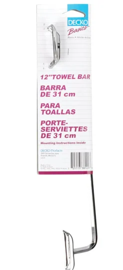 Decko Diamond Chrome Steel Silver Towel Bar 12 L x 2 H x 1.75 W in.