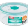 Decor Match-ups Clear/Teal Glass Round 3.2-Cup Food Storage Container 6.33 L x 2.7 H x 2 W in.