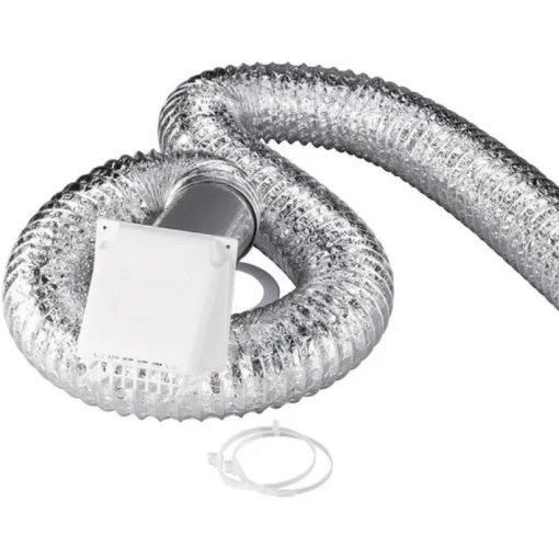 Deflect-O 8 ft. L X 4 in. D Silver/White Plastic Dryer Vent Kit