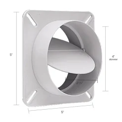 Deflect-O 4 in. W X 5 in. L White Plastic Back Draft Damper