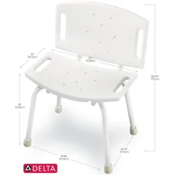 Delta White Plastic Tub & Shower Chair 11 L x 28-3/4 H x 19 W in.
