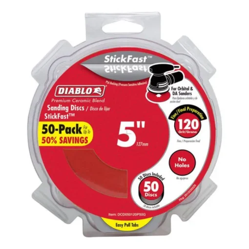 Diablo StickFast 5 in. Ceramic Blend Adhesive Sanding Disc 120 Grit Fine 50 pk