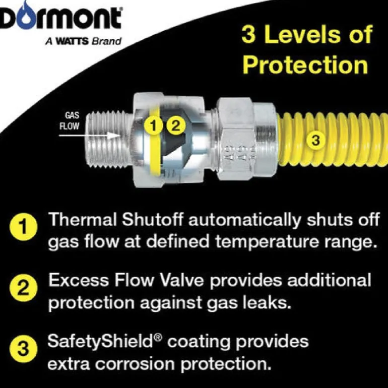 Dormont SmartSense 1/2 in. Flare Sizes X 5/8 in. D OD 48 in. Stainless Steel Gas Connector Kit