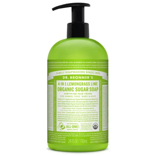 Dr. Bronner's Organic Lemongrass Lime Scent Sugar Soap 24 oz. (Pack of 12)