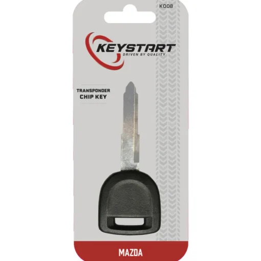 Duracell KeyStart Brass Black/Silver Automotive Double Sided Transponder Chip Key for Mazda