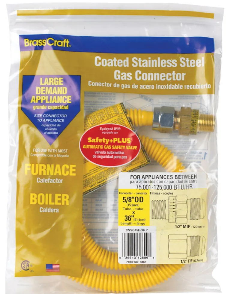 Eastman 1/2 in. FIP X 3/4 in. D MIP 24 in. Stainless Steel Gas Connector