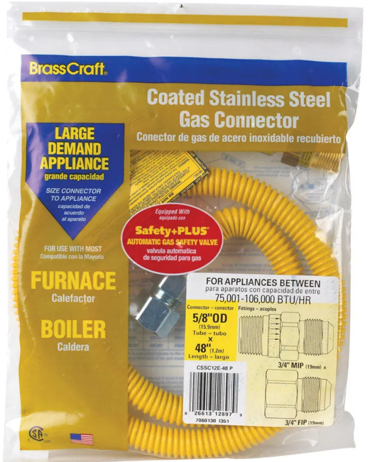 Eastman 3/4 in. MIP X 3/4 in. D FIP 48 in. Stainless Steel Gas Connector