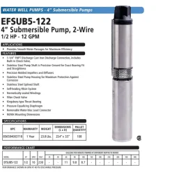 ECO-FLO 1/2 HP 2 wire 720 gph Stainless Steel Submersible Pump