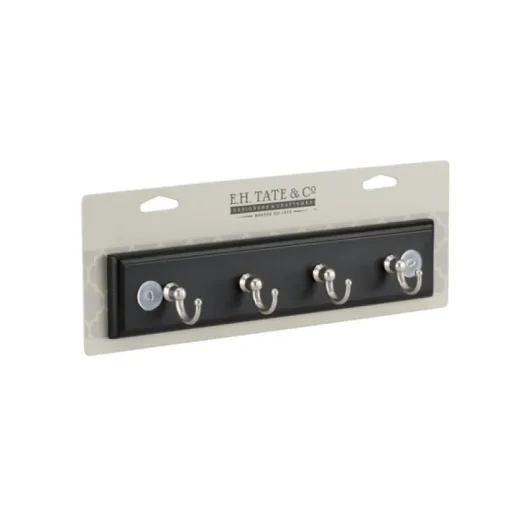 E.H. Tate & Co. 8.75 in. L Satin Nickel Black Zinc Traditional Key Rack 1 pk