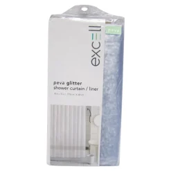 Excell 70 in. H X 72 in. W Frost Glitter Shower Curtain Liner PEVA