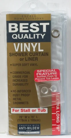 Excell Frosty Super Soft Vinyl Commercial Grade Heavy Duty Shower Curtain or Liner 78 L x 70 H in.