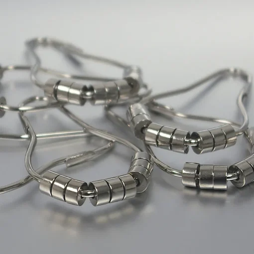 Excell Silver Metal Power Glides Non-Adhesive Shower Curtain Rings