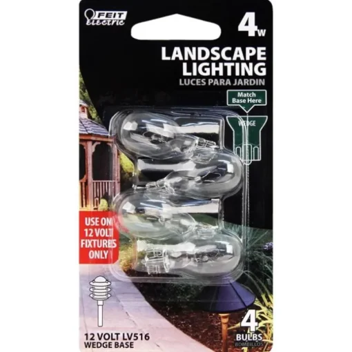 Feit 4 W T5 Landscape and Low Voltage Incandescent Bulb Wedge Soft White 4 pk