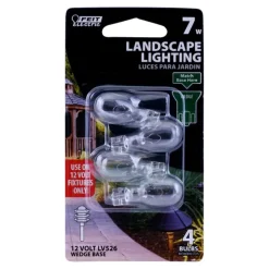 Feit 7 W T5 Landscape and Low Voltage Incandescent Bulb Wedge Soft White 4 pk