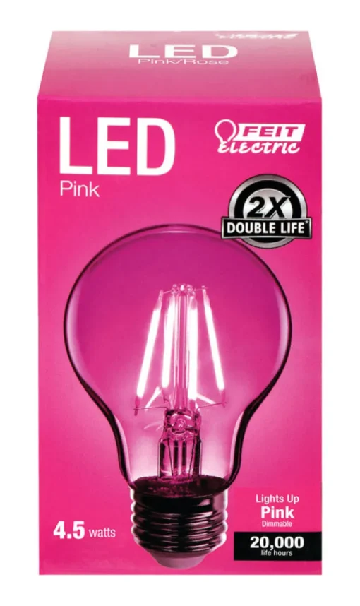 Feit A19 E26 (Medium) Filament LED Bulb Pink 30 Watt Equivalence 1 pk