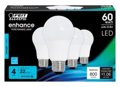 Feit A19 E26 (Medium) LED Bulb Daylight 60 Watt Equivalence 4 pk