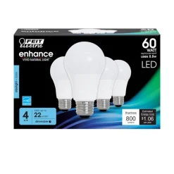 Feit A19 E26 (Medium) LED Bulb Daylight 60 Watt Equivalence 4 pk