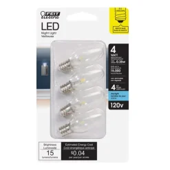 Feit C7 E12 (Candelabra) LED Bulb Daylight 4 Watt Equivalence 4 pk