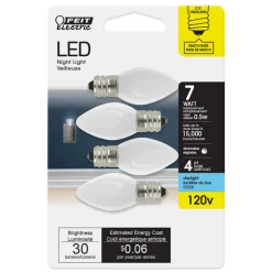 Feit C7 E12 (Candelabra) LED Bulb Daylight 7 Watt Equivalence 4 pk